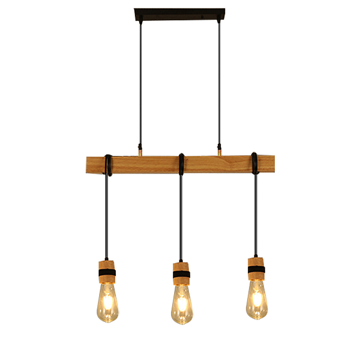 AC85-265V Industrial Wooden Pendant Light Ceiling Lamp Chandeliers Lighting Fixtures Without Bulb
