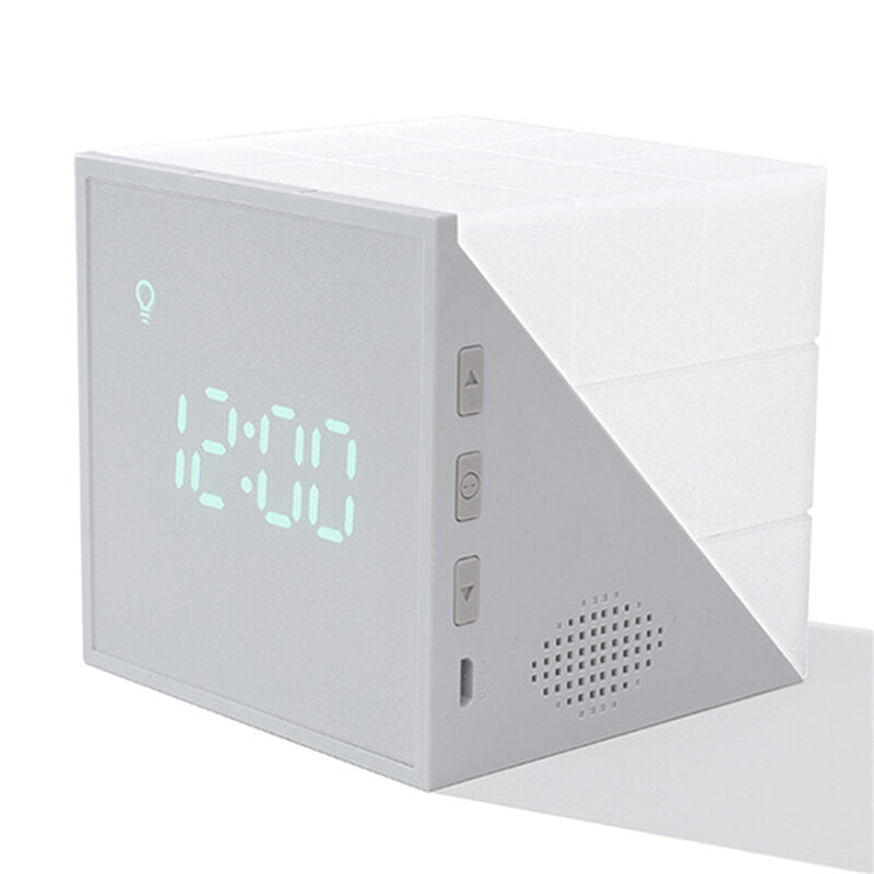LED Night Lamp Alarm Clock Voice-activated USB Rechargeable Dimmable Bedside Lamp Multiple Colors Night Light