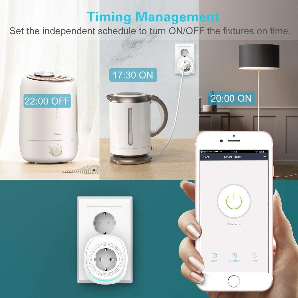 Dual USB Wifi Smart Socket EU Standard Voice Control Night Light Smart Plug Supports Amazon Alexa Google Home Tmall Genie IFTTT