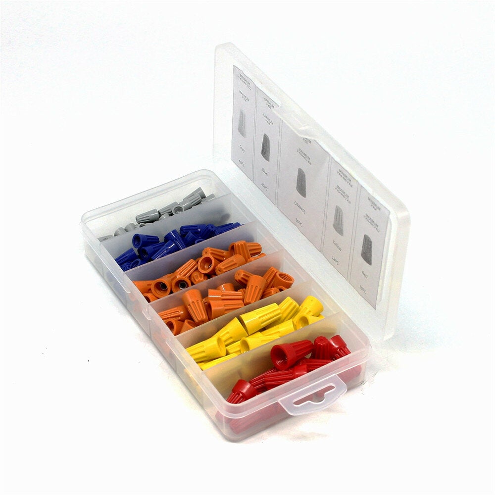 158pcs Wire Connector Terminal Twist Electrical Nut Spring Cap Assortment Set Kit