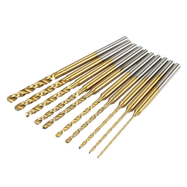 10pcs 0.6-2.2mm HSS Twist Drill Bits Set Titanium Coated High Speed Steel
