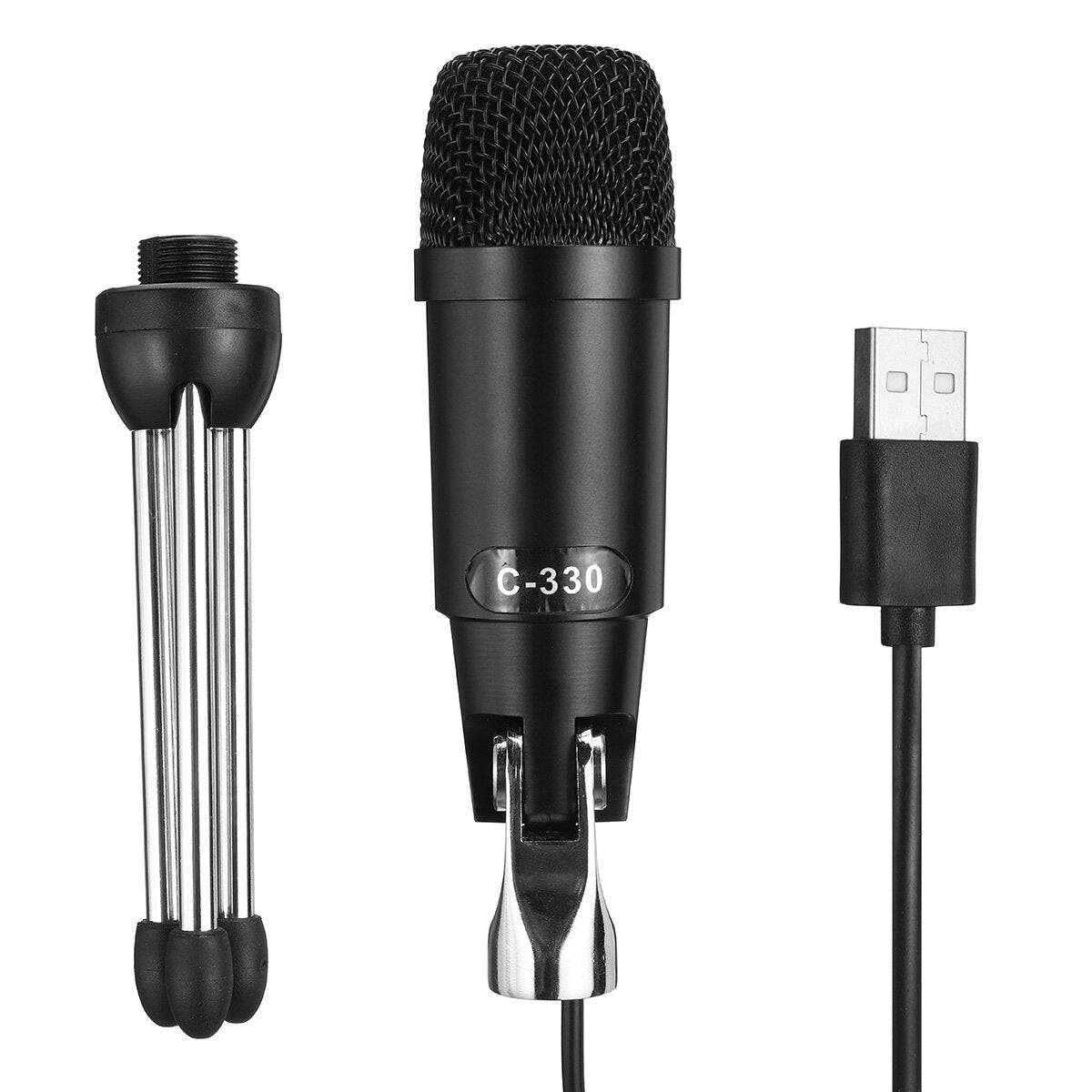 Professional 30Hz-20KHz Dynamic Cardioid Capacitive USB Wired Microphone Mic with Desktop Tripod for Stage Karaoke Public Speaking