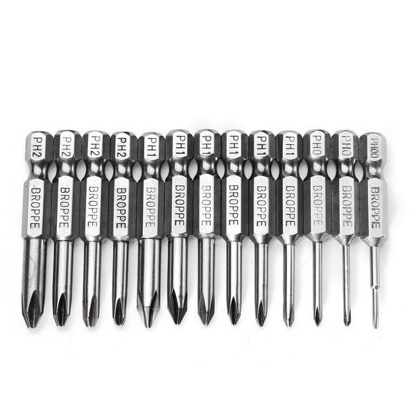 13pcs 50mm Magnetic Long Hex Shank Cross Head Screwdriver Bits