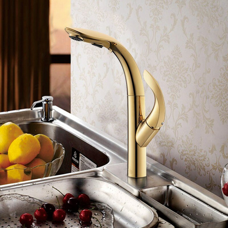 Zinc Alloy Kitchen Sink Pull Out Faucet Single Handle Double Water Modes Cold And Hot Mixer Tap cUPC NSF Certified
