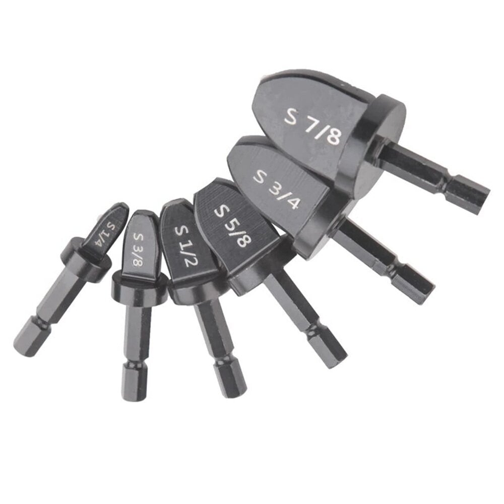 6pcs 1/4-7/8 Inch Imperial Hexagonal Tube Expander Drill Bit Air Conditioner Copper Pipe Flaring Tool Rotary Swaging