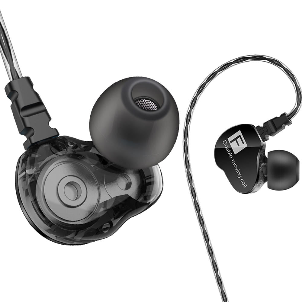 In-Ear 3.5mm Dual Moving Coil Earbuds Hi-Fi Earphone With Microphone