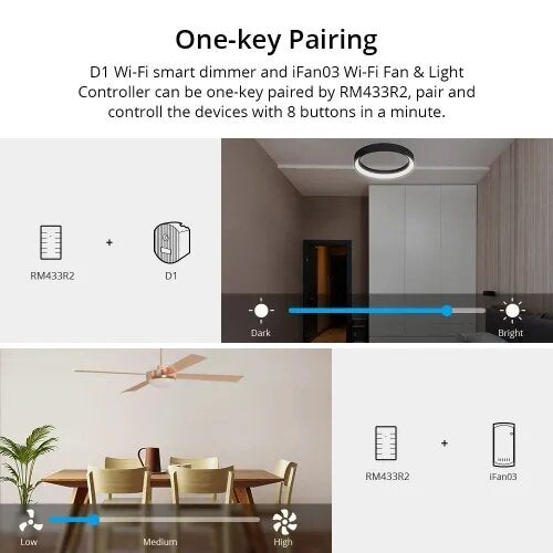 Remote Controller Multipurpose Custom 433 MHz RF Remote Control Switch Works With D1/ iFan03/iFan04 RF433 Bridge 8 Keys