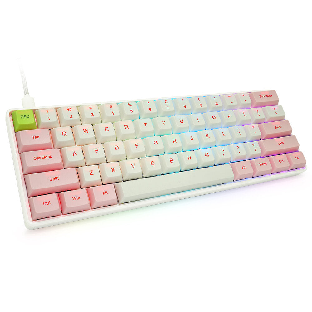 Mechanical Keyboard 61 Keys Optical Switch Type-C Wired RGB Backlight PBT Keycaps Gaming Keyboard