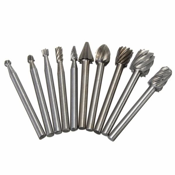 10pcs HSS Router Bit Burr For Dremel and Rotary Engraving Wood Working Tool