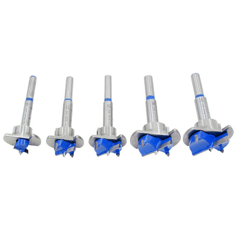 5Pcs Forstner Drill Bit Set 15 20 25 30 35mm Wood Auger Cutter Hex Wrench Hole Saw For Power Tools Blue