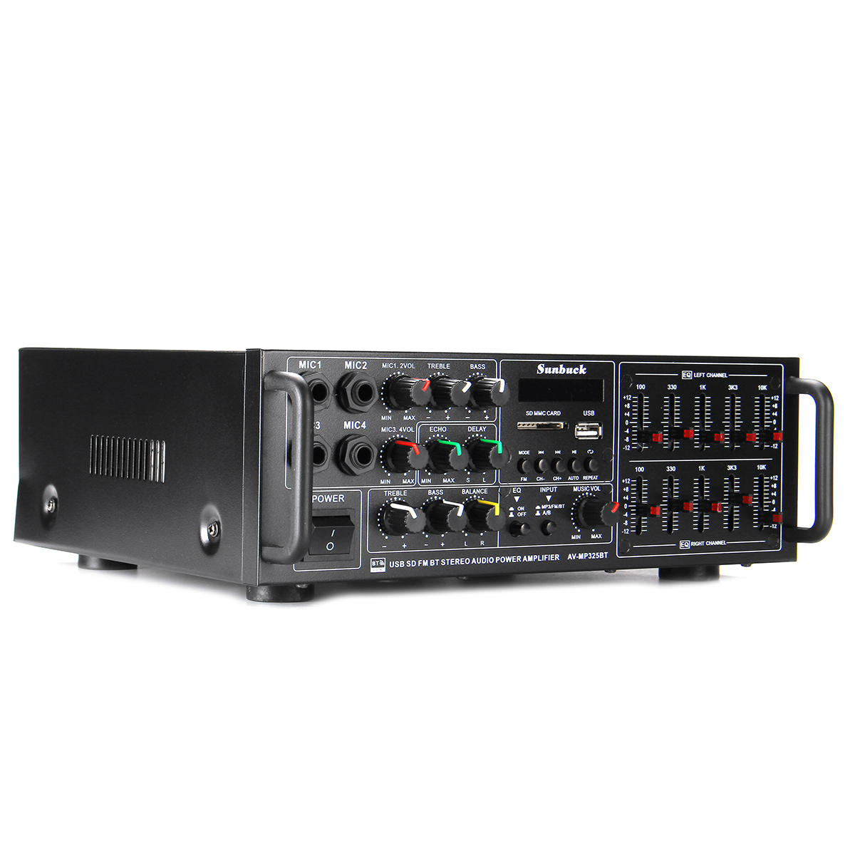 2000W 2 Channel EQ Bluetooth Home Stereo Power Car Amplifier Audio USB AMP