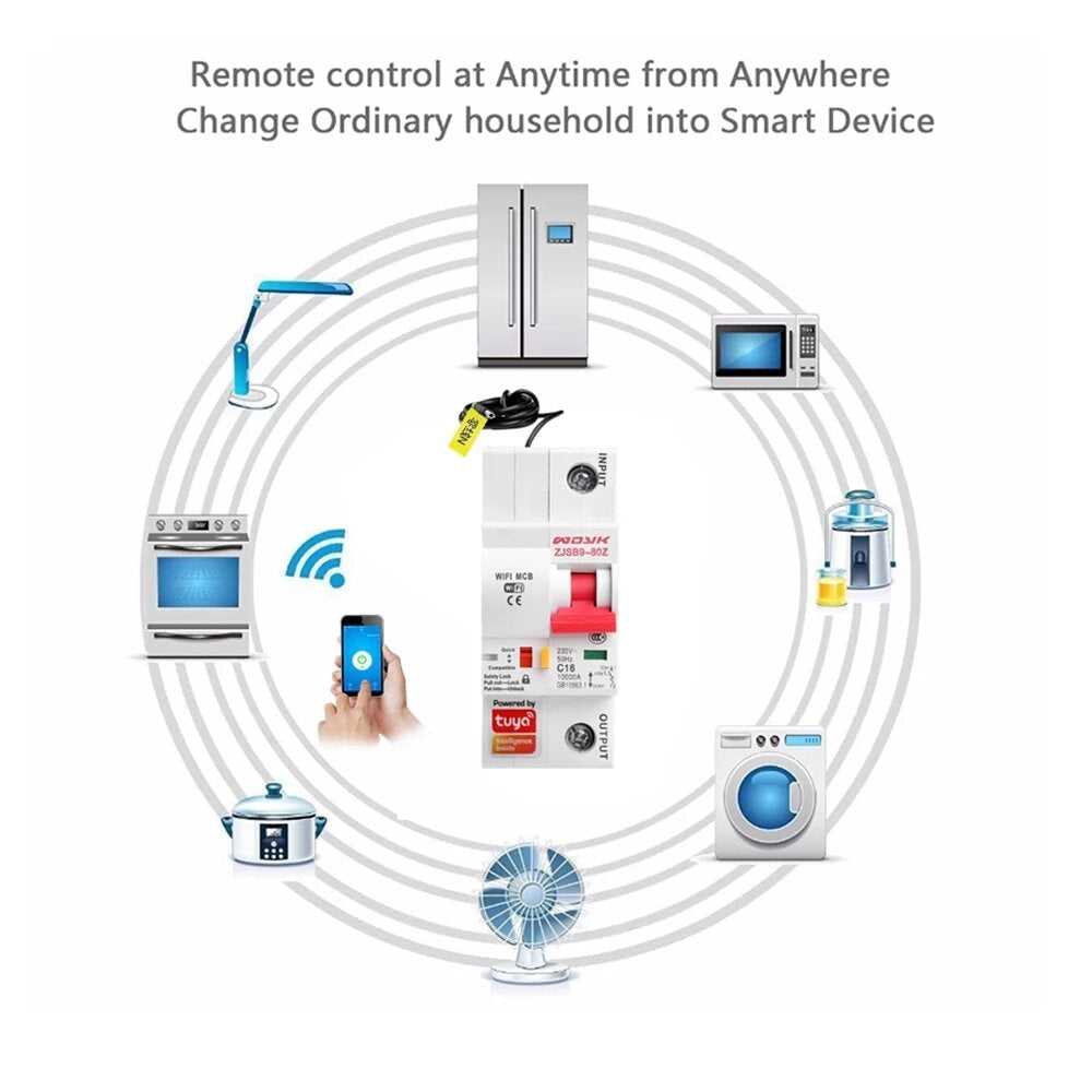 1P WiFi Smart Circuit Breaker Overload Short-circuit Protection Works with Alexa Google Home