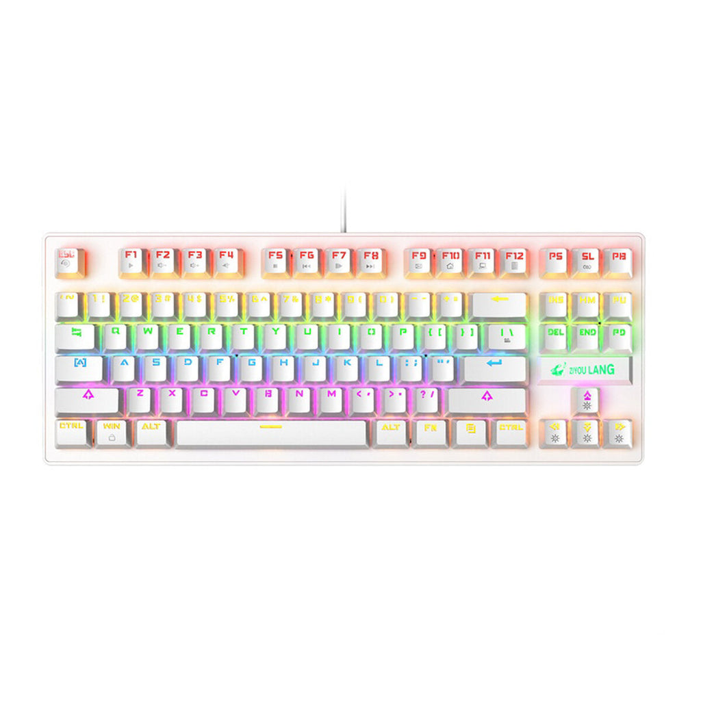 87 Keys Mechanical Keyboard Wired Rainbow Backlight Blue Switch Gaming Keyboard for Laptop Computer PC Gamer