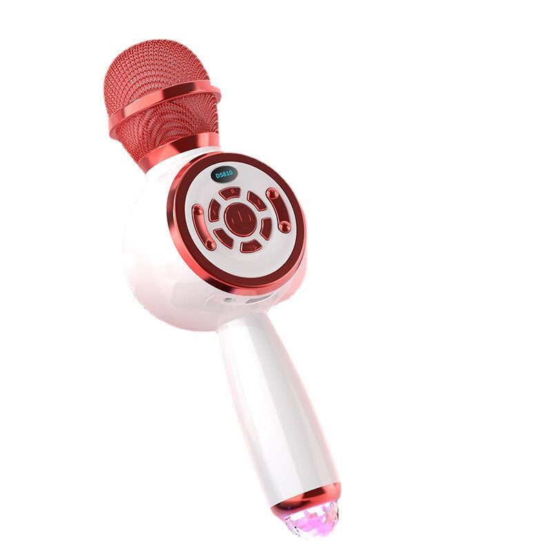 Bluetooth Microphone LED Light Handheld Wireless Karaoke Portable Support TF/USB/FM for Singing