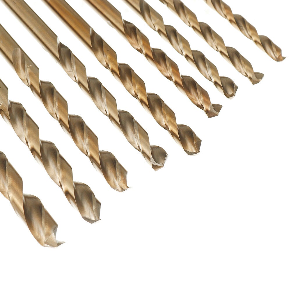 10Pcs 1-10mm High Speed Steel M35 Straight Shank Twist Drill Bits Set Quick Change Regular Drilling Tools with Plastic Box