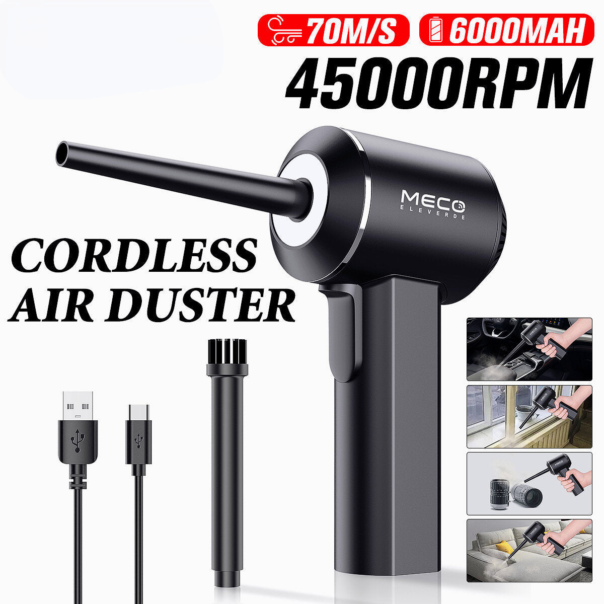 45000RPM Keyboard Cleaner Rechargeable Cordless Handheld Desk Cleaning Machine for Cleaning Dust Hairs Crumbs for Sofa Piano Computer Car Pet House
