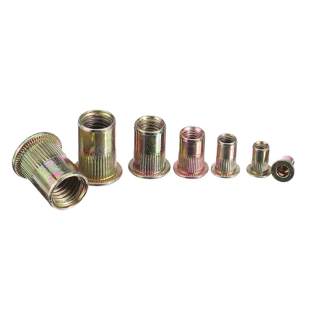 220Pcs M3/M4/M5/M6/M8/M10 Zinc Plated Rivet Nut Threaded Countersunk Head Insert Nut Tool Kits