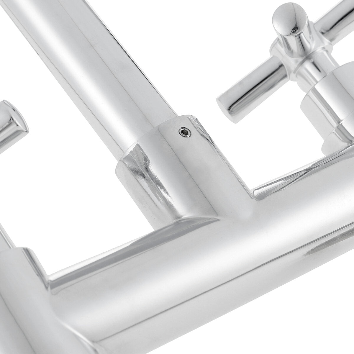 Modern Kitchen Sink Faucet Hot Cold Mixer Taps Swivel Spout Dual Lever Tap Mono Chrome
