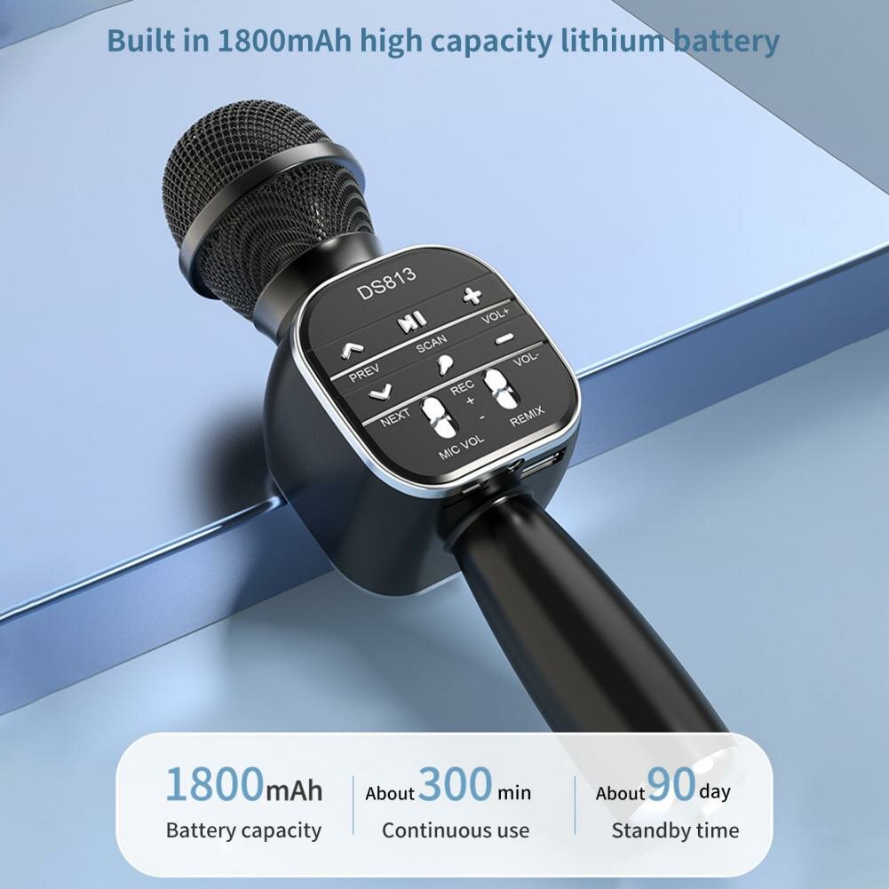 Handheld Microphone Versatile Sound Change Metal Bluetooth 5.0 Condenser Mic Music Player for Singing