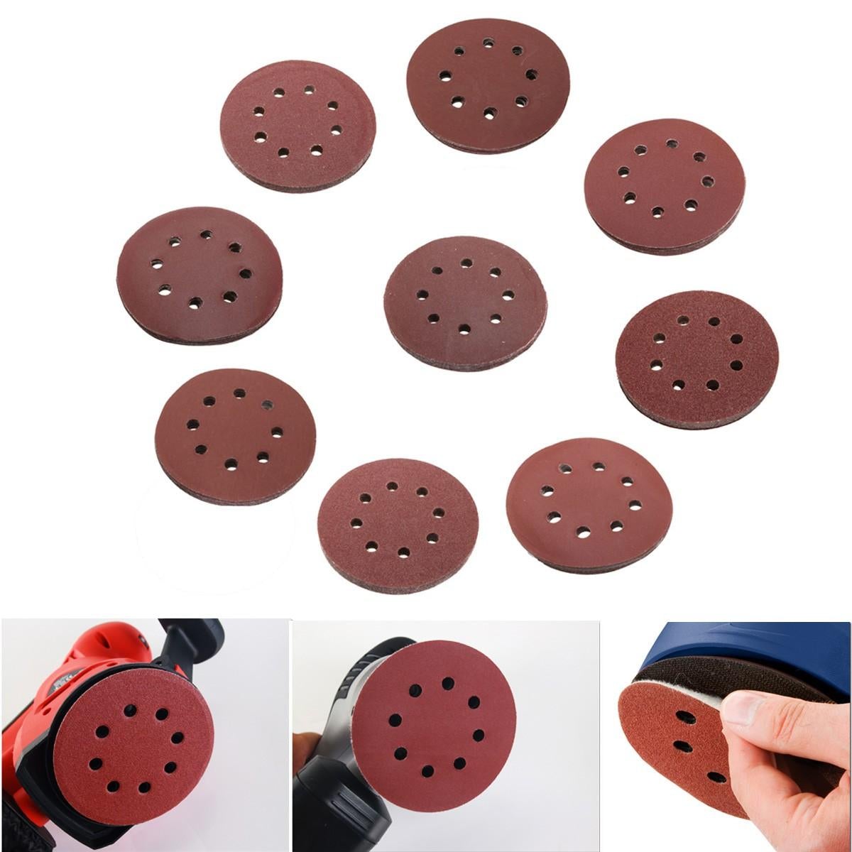 10pcs 8 Holes Abrasive Sand Discs Sanding Paper 60-2000 Grit SandPaper