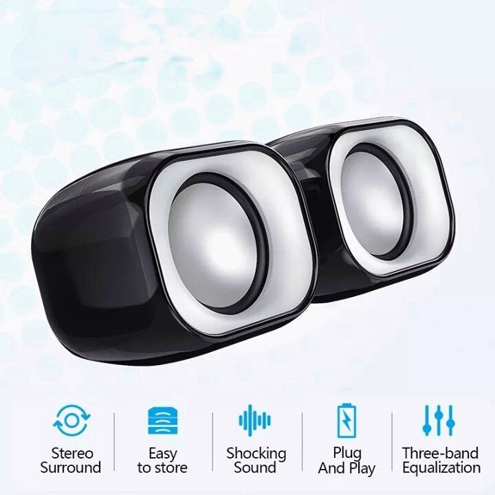 Multimedia Speaker Mini USB Stereo Surround Sound Three-band Equalization Desktop Speaker for Laptop Computer