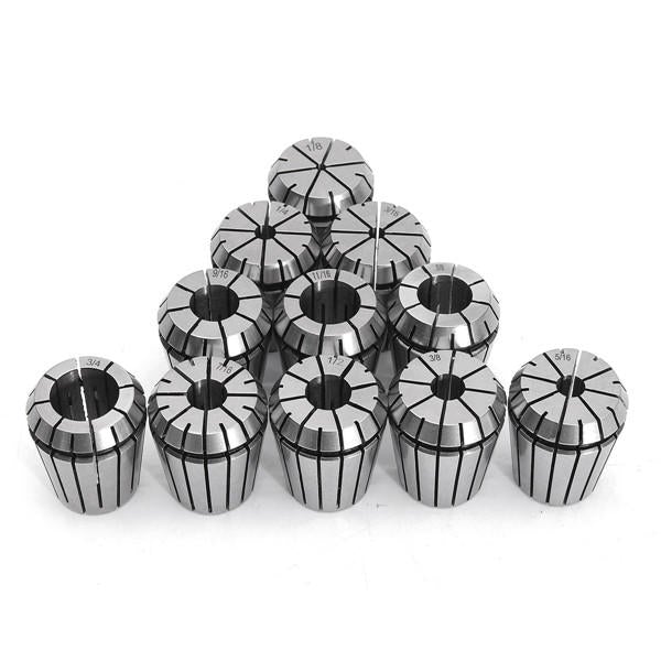 11pcs 1/8-3/4 Inch Collects Set With 1/2 Shank Chuck And Spanner For Milling Machine
