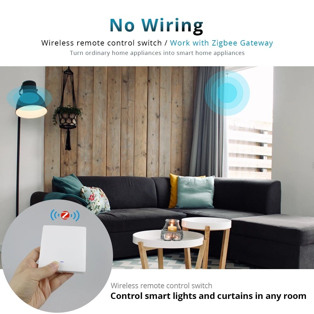 Wireless Switch Battery Wall Remote with Push Button 1 2 3 4 Gangs