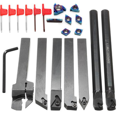 7pcs 12mm Shank Lathe Boring Bar Turning Tool Holder Set With Blue Nano Carbide Inserts