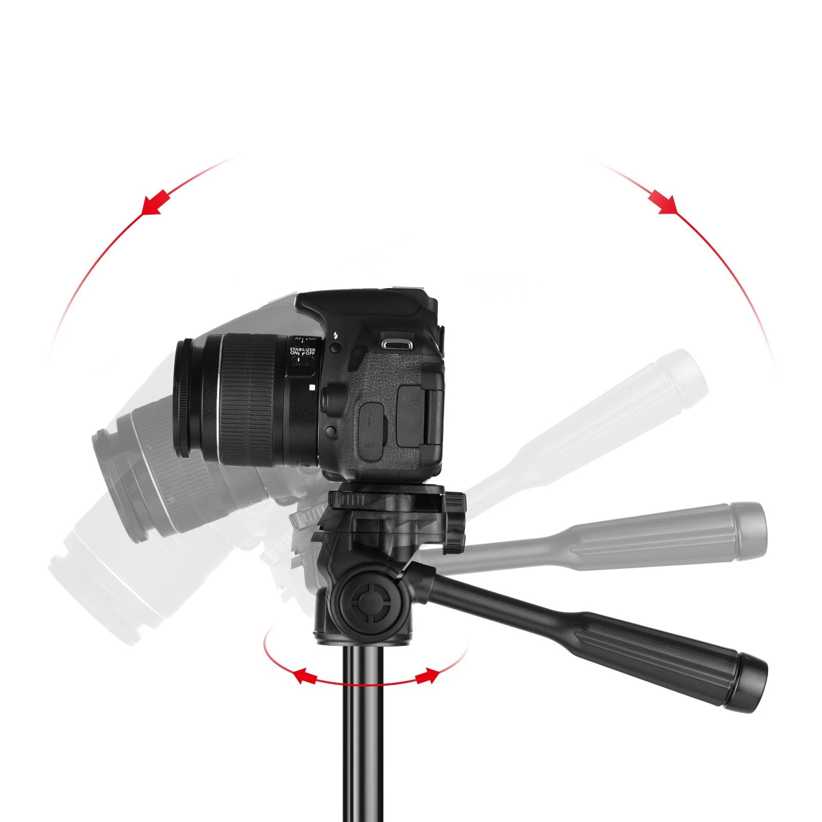 Adjustable Height Tripod Stand 3-Way Hydraumatic Head Universal 1/4 Mounting