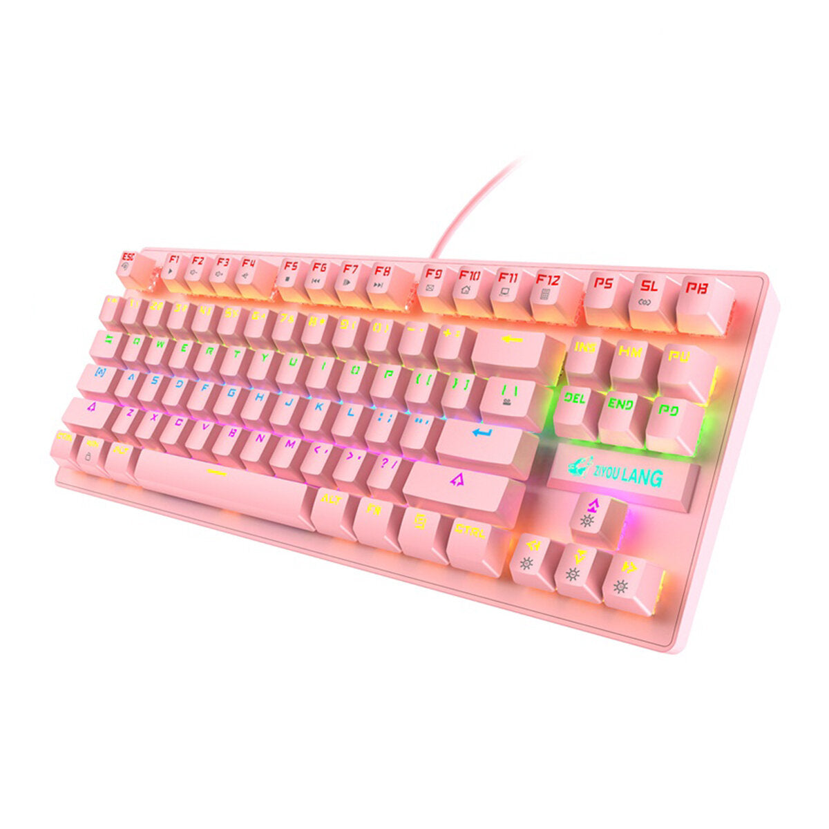 87 Keys Mechanical Keyboard Wired Rainbow Backlight Blue Switch Gaming Keyboard for Laptop Computer PC Gamer