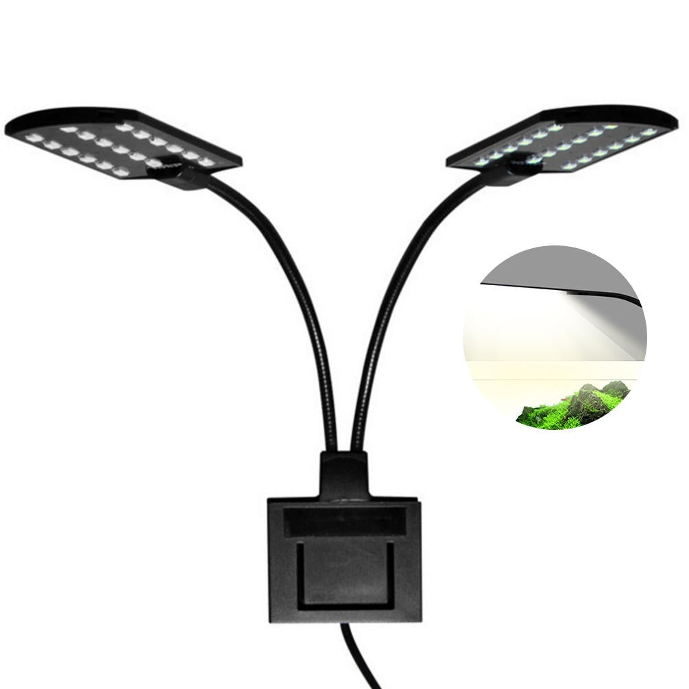 10W Ultra-thin Aquarium Light Compact Fish Tank Light 2 Heads Aquatic Plant Lights EU Plug