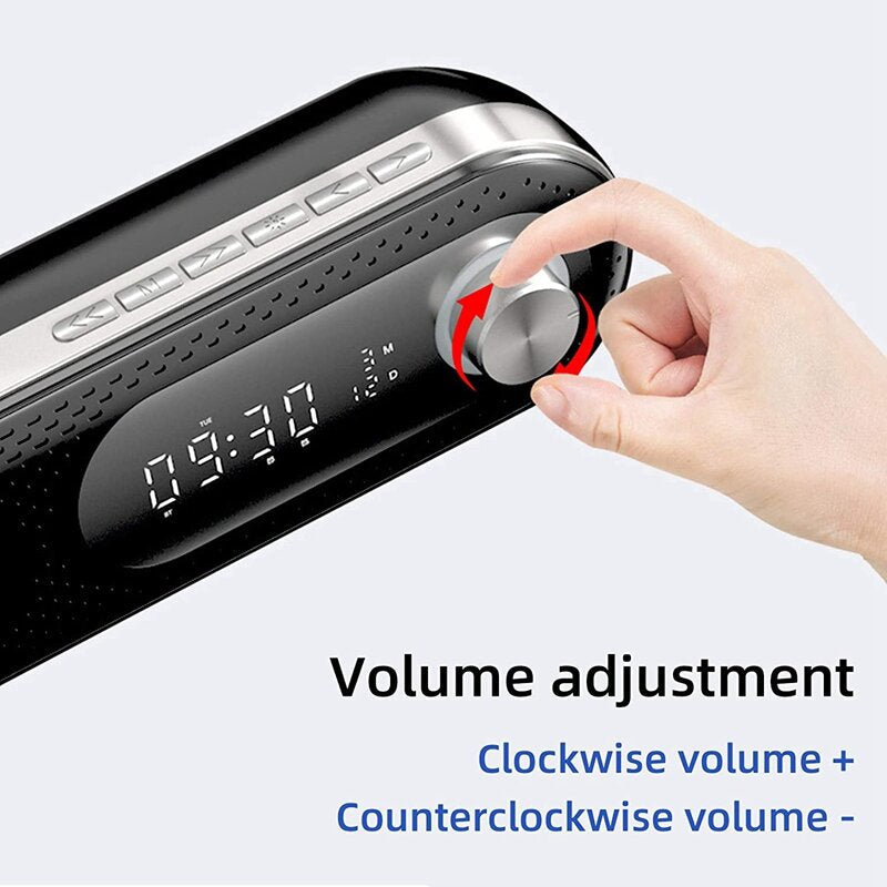 Wireless USB Desk Bluetooth Speaker Soundbar with Dual Alarm Clock FM Function Temperature Display for PC TV Computer Home