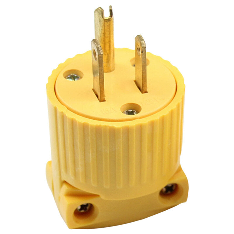 Yellow America 5-15P 125V 15A 3 Pole NEMA US Locked Industry Power Converter Plug Inline Wired Connector