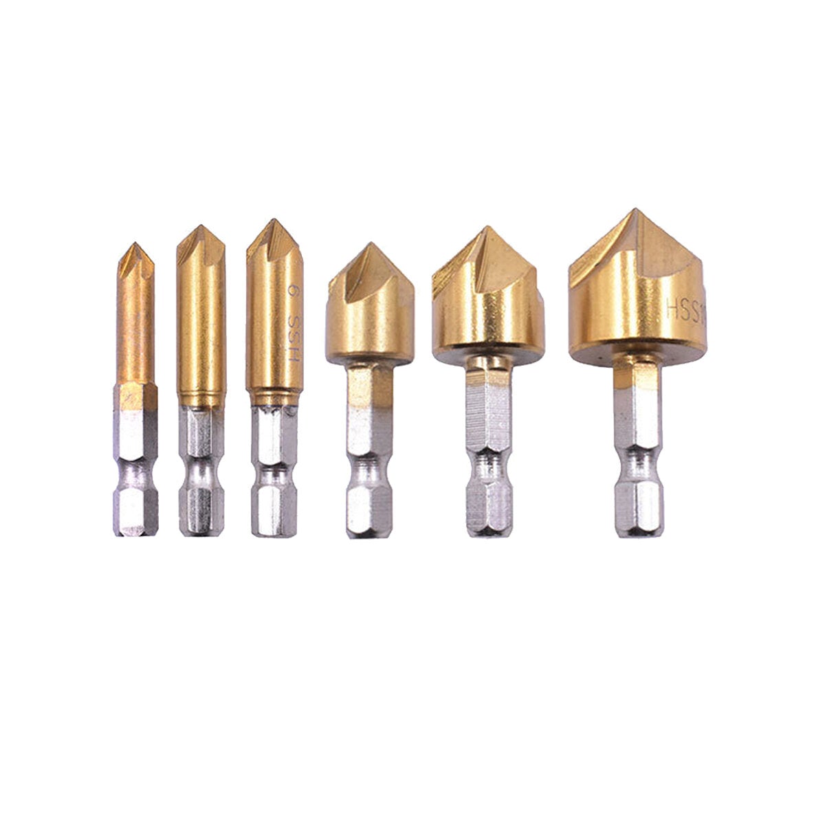 25pcs Chamfer Countersink Drill Bit Set Step Drill Bits 5 Flute 90 Degree Countersink Drill Wood Plug Cutter and Certer Punch