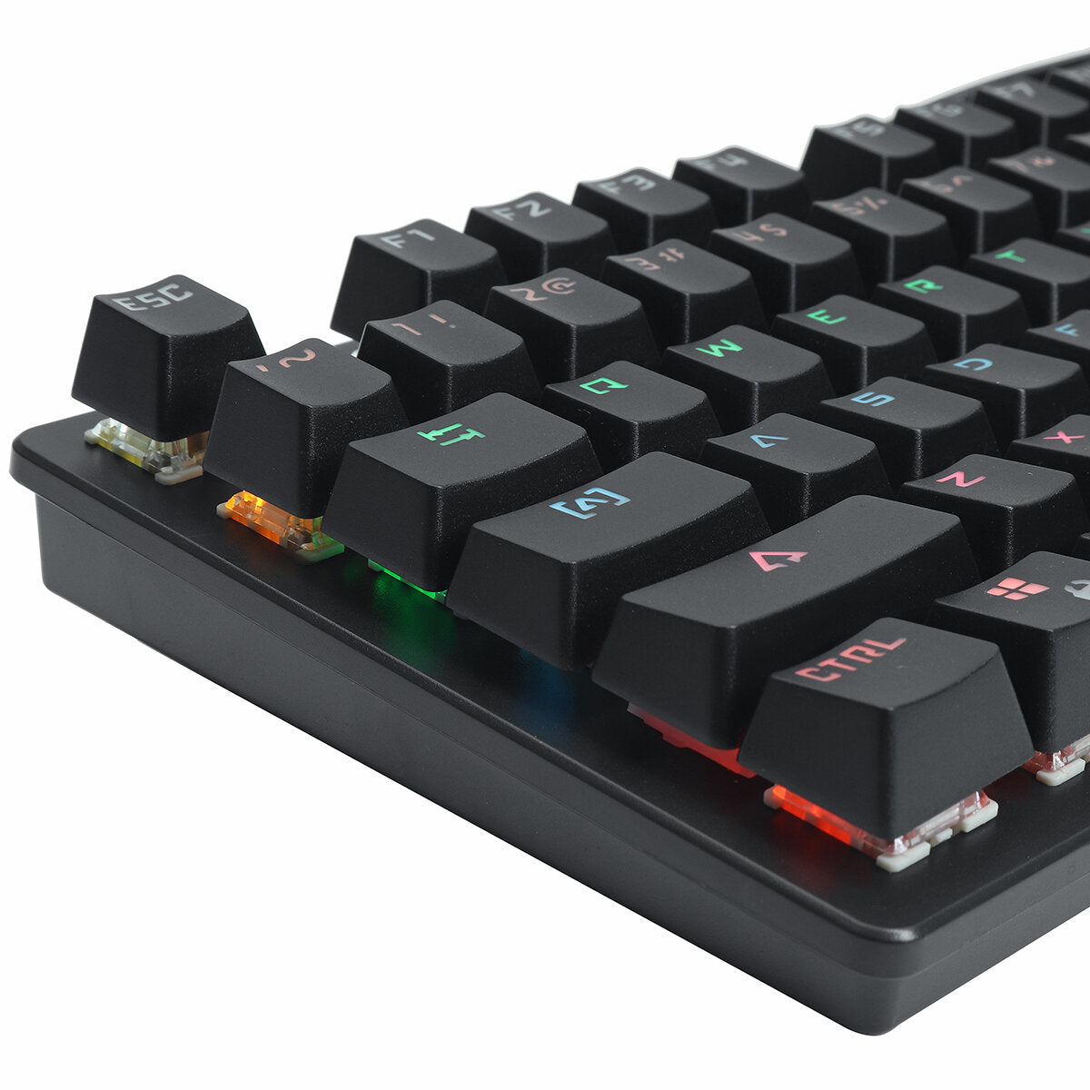 Wired Mechanical Keyboard 87 Keys Hot Swappable Blue Switch Suspended Keycaps RGB Backlit Gaming Keyboard with Supplement Blue Switches Keycap Puller