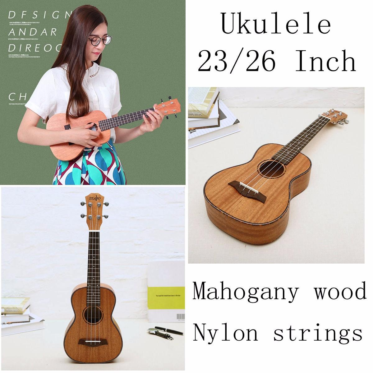 23 Inch 26 Ukulele Natural Mahogany Wood Nylon String Beginner Musical Instrument