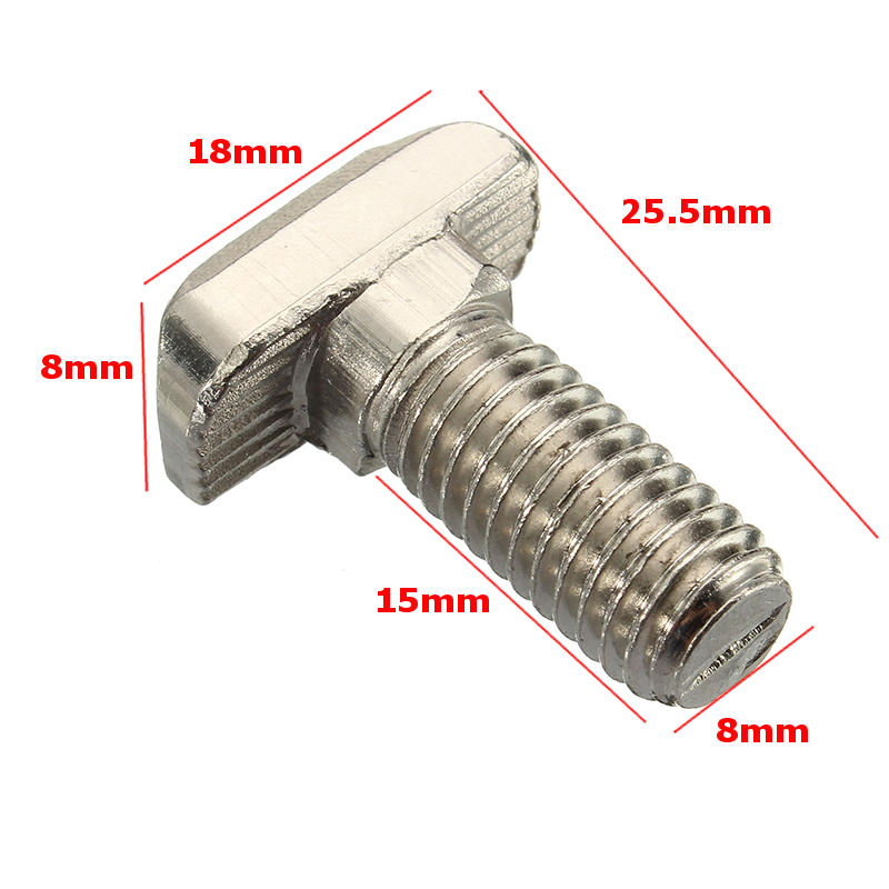 10Pcs M8 40 T-Bolt Carbon Steel European Standard Screws