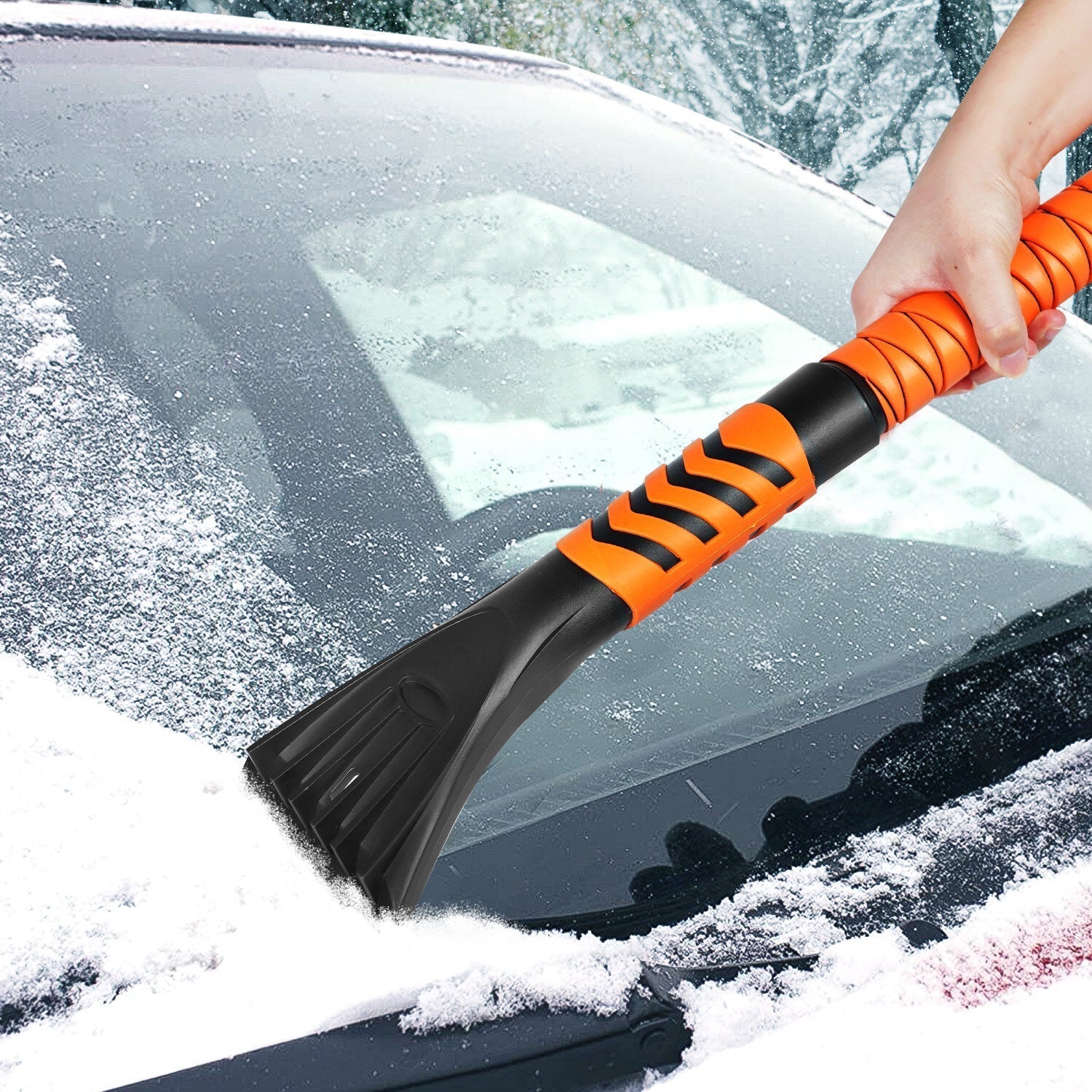 41'' Extendable 3 IN 1 Snow Brush Removable with Ice Scraper EVA Cotton Handle Detachable for Car Auto SUV Truck Windshield Wind
