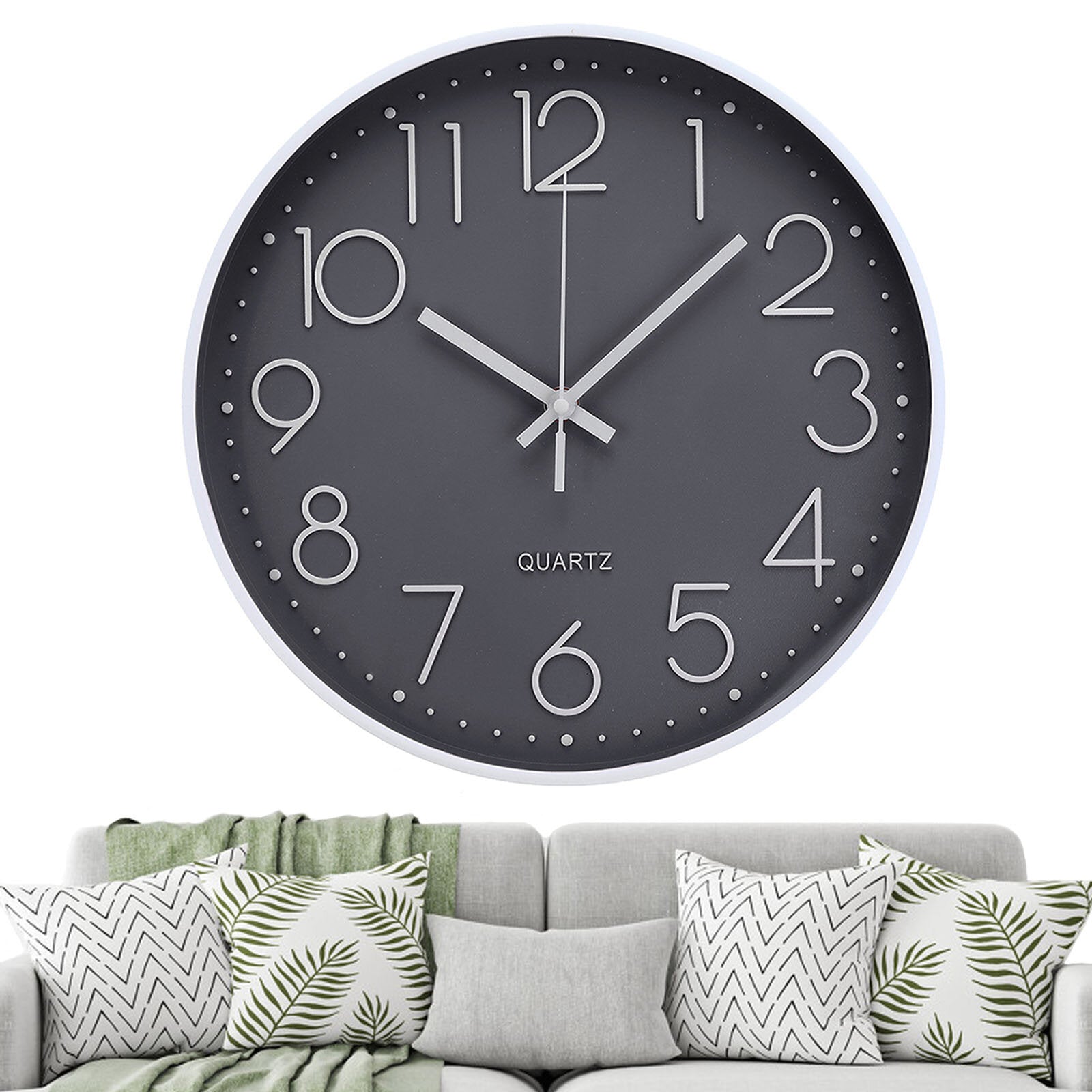 Glass One-piece Dial Wall Clock 3D Stereo Number Low Noise Wall Clock