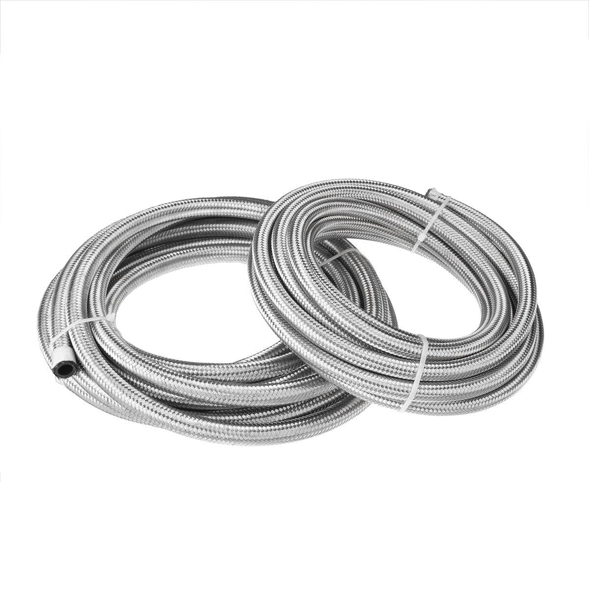 20FT Fuel Hose Oil Gas Line Nylon Stainless Steel Braided Silver Black