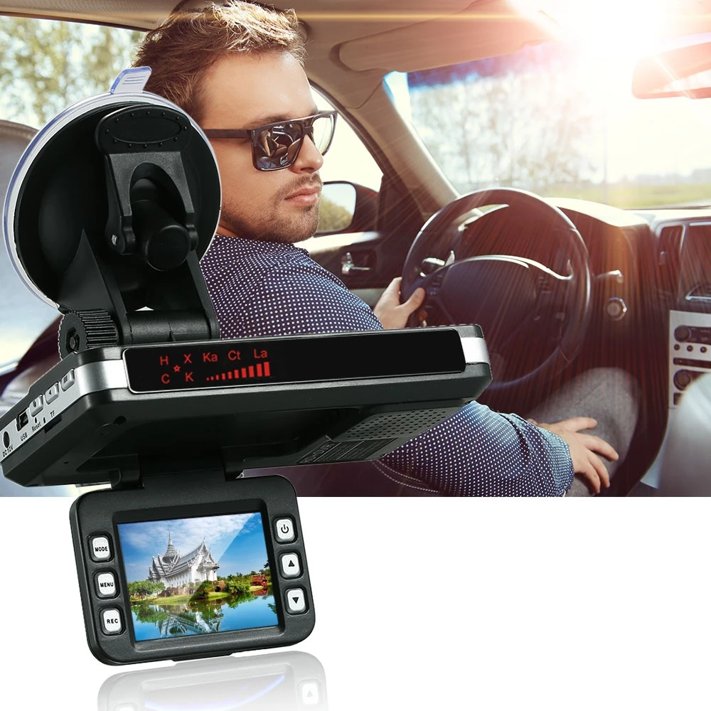 Anti Radar Detector Car DVR 2 in 1 720P Dash Cam Speed with Full Band Mute Button Loop Recording G-Sensor