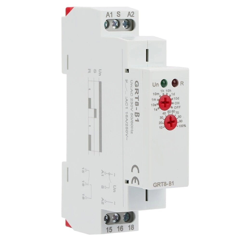 Mini Power Off Delay Time Relay Timer Relay 35mm DIN Rail Single Function Control,230V AC/DC12V-240V