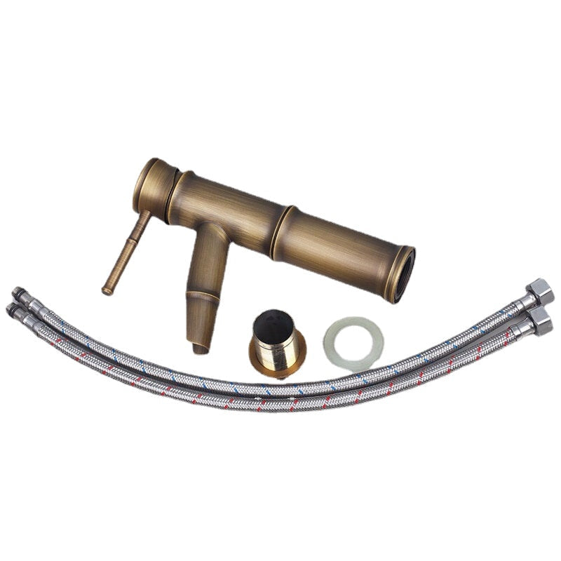 Single Handle Deck Mount Bathroom Bamboo Vessel Sink Faucet Antique Copper Short Spout Bath Tub Mixer Taps
