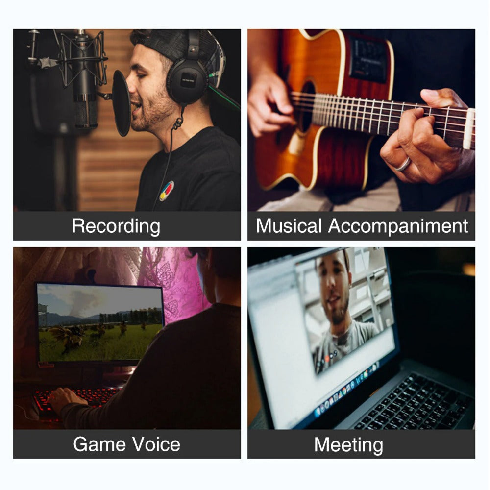 USB Condenser Professional Microphone with Stand for Computer Recording PC Live