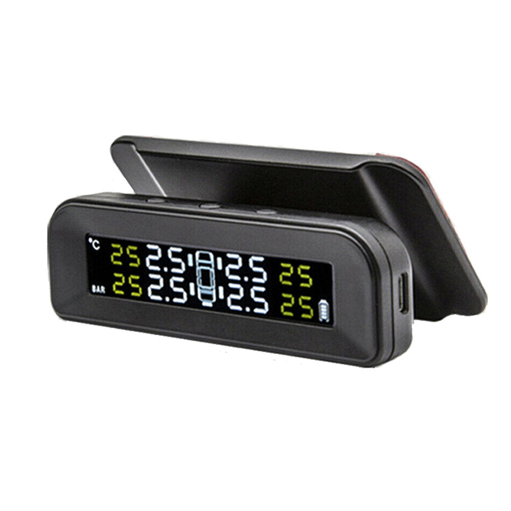 LCD Screen 4 Sensors Car Tire Pressure Solar Real-time Monitoring System