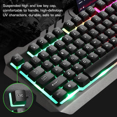 Wired Mechanical Keyboard & Mouse Set 104 Keys RGB Backlight Gaming Keyboard with Phone Holder 1600dpi Mouse