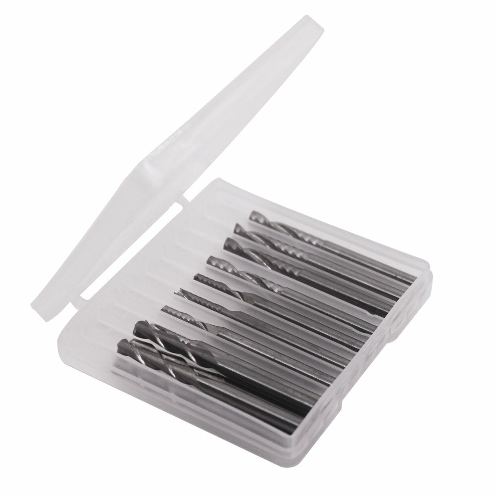 12 Pcs Carbide End Mill Cutter 1/8" Cnc Router Bits Double Flute Tools 1 Flute Single Edged Milling Cutter