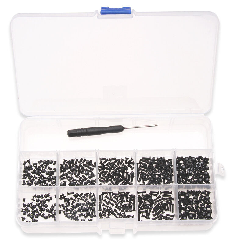 500PCS Mini KM Countersunk Head Cross Phillips Screws M2-M3 Series Black Machine Screw Distribution Installation Tool