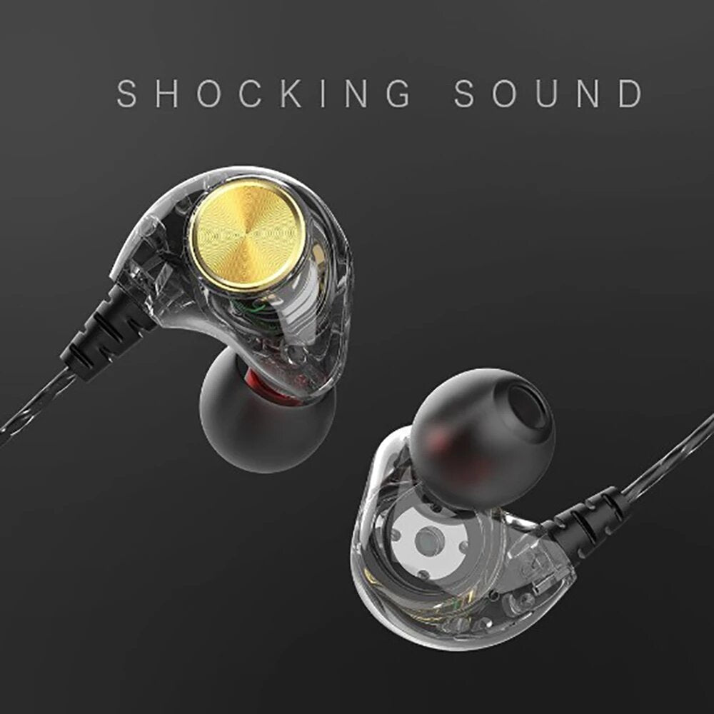 Wired 3.5mm Earphones Transparent In-Ear Earbuds Subwoofer Stereo Bass Earphone Noise Reduction Sport Headset with Microphone