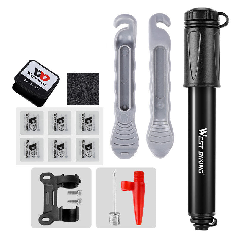 Bicycle Tire Repair Tools Kit Riding Equipment with Cycling Schrader/Presta Tyre Pump Patch Lever Needle